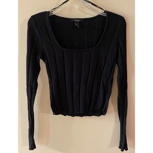 Forever 21 scoop neck ribbed long sleeve top